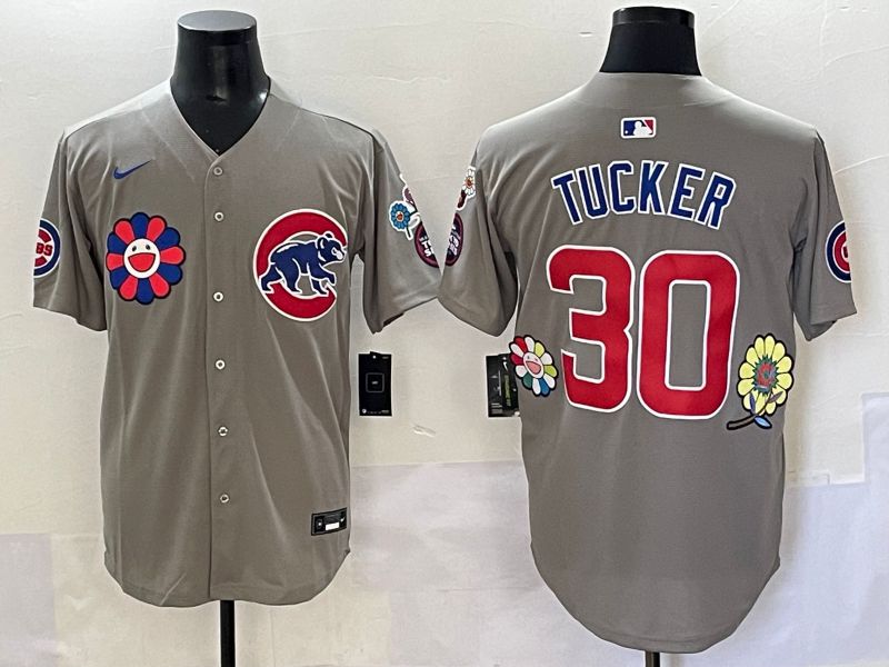 Men 2025 Chicago Cubs #30 Tucker Grey Flower Edition Nike MLB Jersey style 52->new york yankees->MLB Jersey